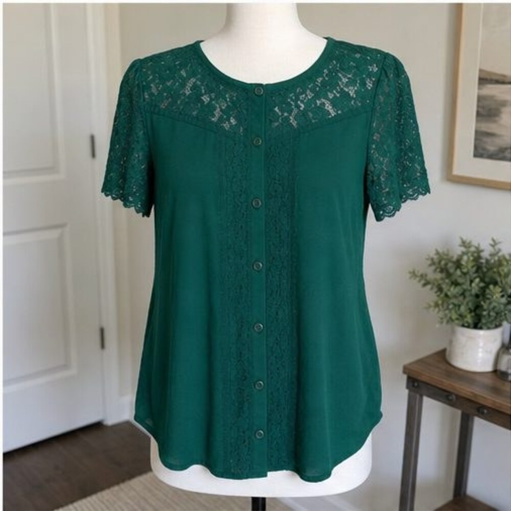 Emerald Button Blouse